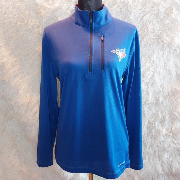Blue Jay Majestic Coolbase Blue Women's Half Zip Long Sleeve Sweatshirt Siz S - Picture 1 of 9